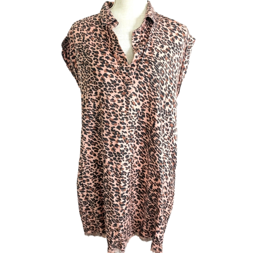 Miami Francesca's Animal Print Rayon Short Sleeve Mini Dress Pockets Size S NWOT